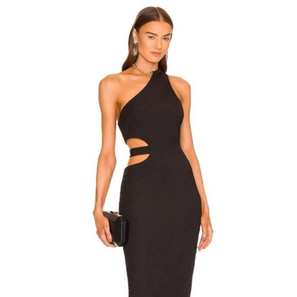 One Shoulder chain X REVOLVE Scout Midi cutout Dress by Michael Costello XXS NWT
